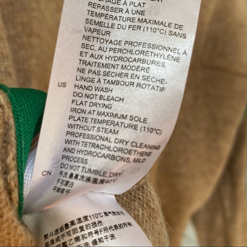 Sandro amour tan brown green white stripe long sleeves crewneck wool sweater top - Picture 11 of 13